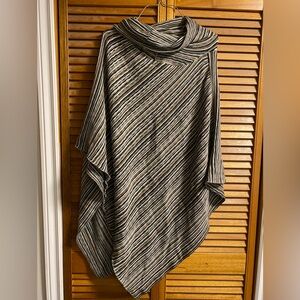 Big Buddha Striped Knit poncho in Black, Gray & Brown